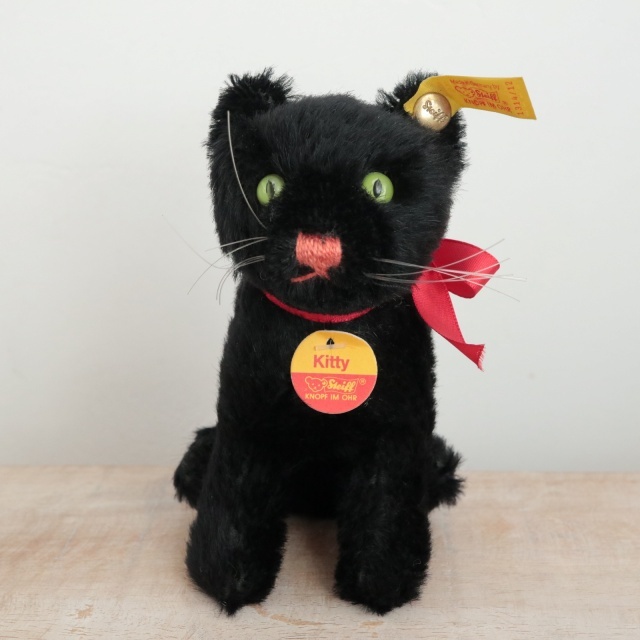 ビンテージ シュタイフ 黒ネコ Steiff Kitty Cat 12cm