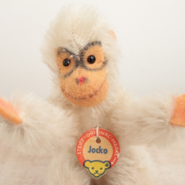 アンティーク シュタイフ チンパンジー 白 Steiff Jocko 10cm