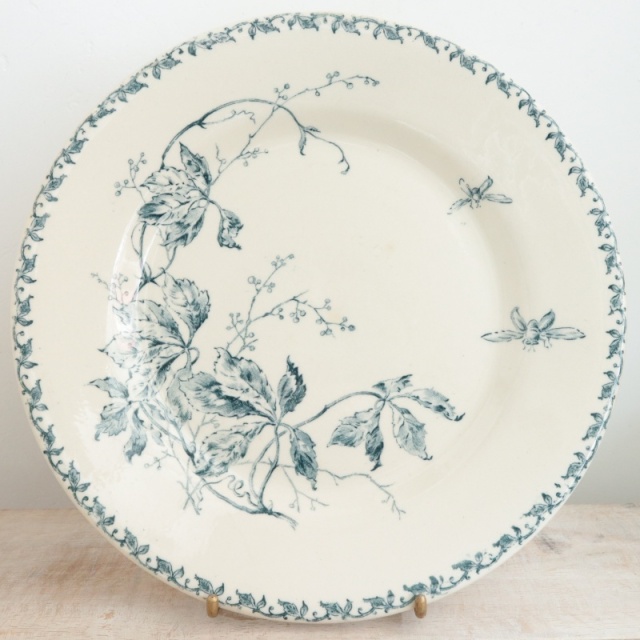 アンティーク プレート VIGNE VIERGE 皿 フランス ジアン製 GIEN