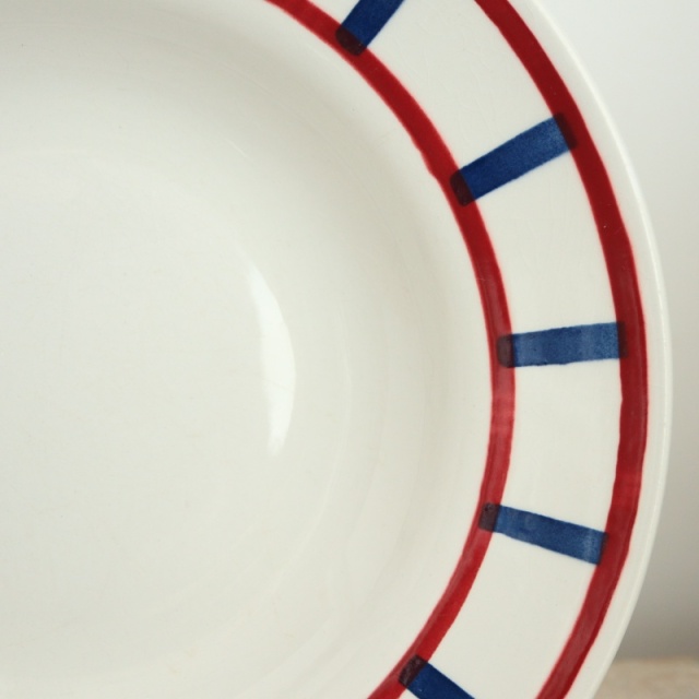 アンティークプレート バスク柄 深皿 フランス バドンヴィレー製