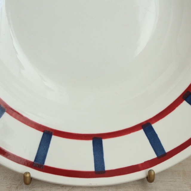 アンティークプレート バスク柄 深皿 フランス バドンヴィレー製