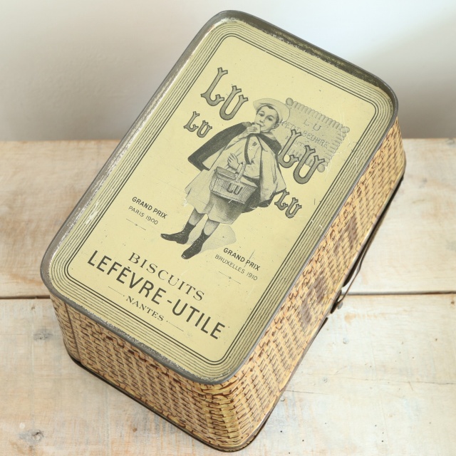 LU ビスケット アンティーク バスケット 缶 LEFEVRE-UTILE 1930