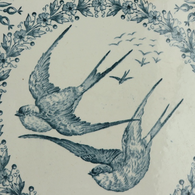 アンティーク タイル ツバメ HIRONDELLES フランス ロンウィー製 LONGWY