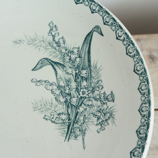 アンティーク コンポティエ スズラン MUGUET フランス サンタマン製 ST