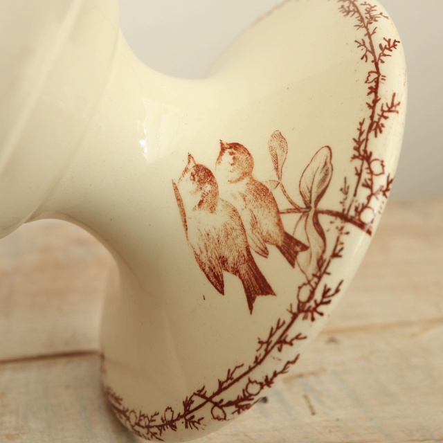 アンティーク コンポティエ 小鳥 SYLVA フランス クレイユモントロー製