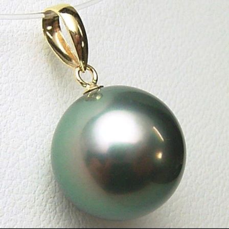 K18/K14WGタヒチ黒蝶真珠ペンダントトップ【11mm-12mm】 pkn-5822