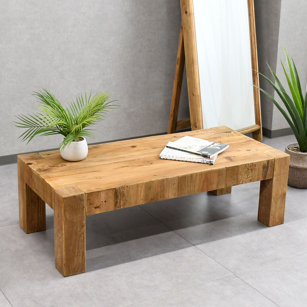 北欧ナチュラルスタイル古木リサイクルパイン117cm幅ローテーブル