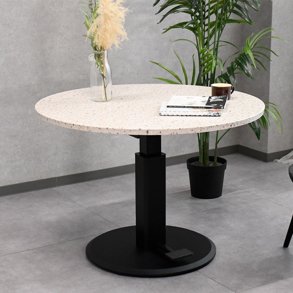 新品アウトレット】 テラゾー柄100cm幅昇降式テーブル OK6L mobler