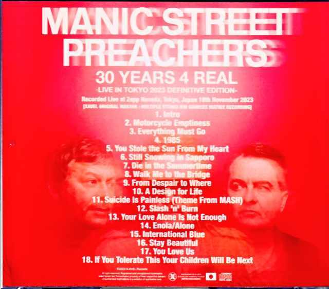 Manic Street Preachers マニック・ストリート・プリーチャーズ/Tokyo