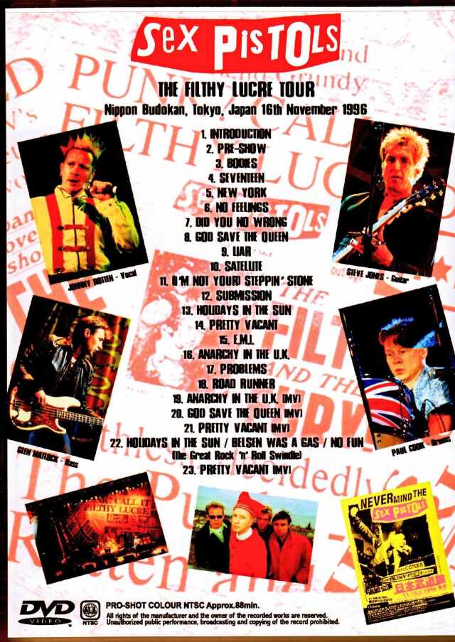 Sex Pistols セックス・ピストルズ/Tokyo,Japan 11.16.1996 Japanese