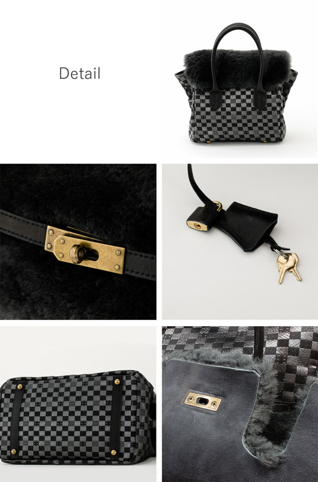 ラ・ジョア(La joie) ムートン×金襴バッグ Lサイズ 日本製