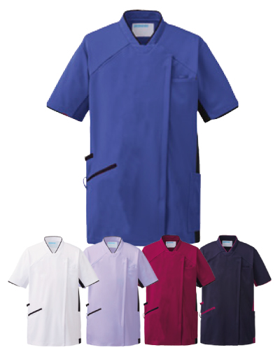 987 男女兼用スクラブジャケット半袖 4D FITT(動体裁断) KAZEN(カゼン