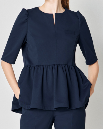 FR-0003 ペプラムトップス 6分袖 フォロレゾン ナースウェアドットコム