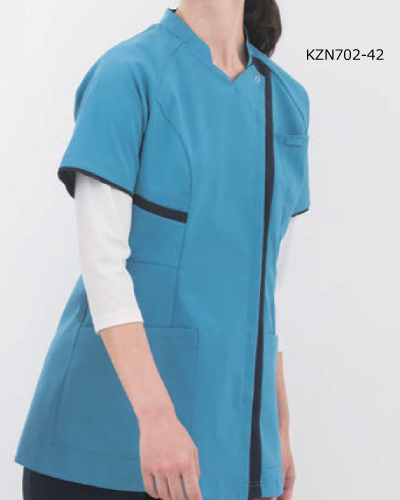 KZN702 レディス スクラブジャケット半袖 KAZEN (カゼン) ナースウェア