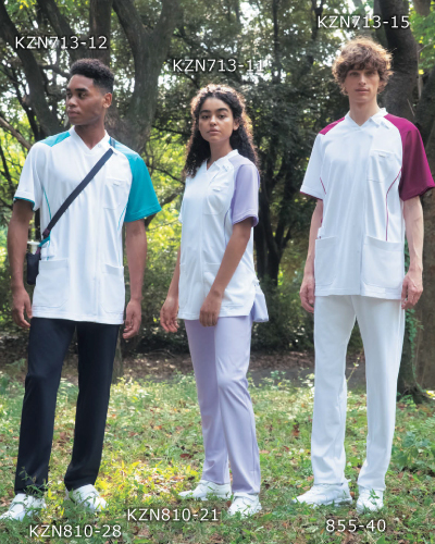 KZN713 スクラブジャケット 半袖 (男女兼用) KAZEN (カゼン) ナース