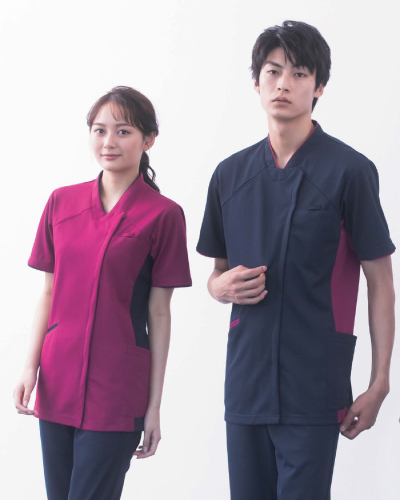 987 男女兼用スクラブジャケット半袖 4D FITT(動体裁断) KAZEN(カゼン