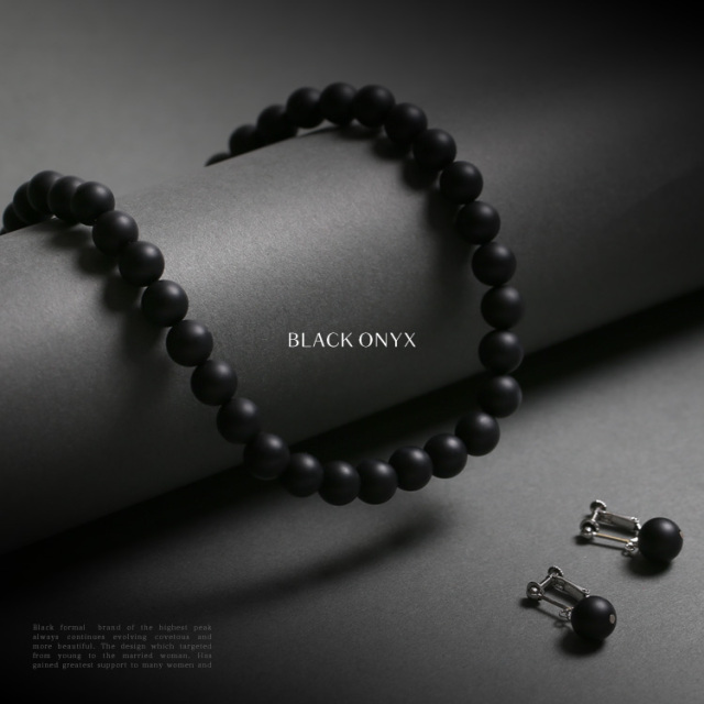 オニキス ネックレス 2点セット 10.0mm 艶なし マット 保証書付