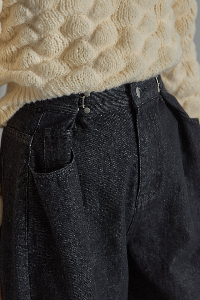 ウエストフックタックデニム