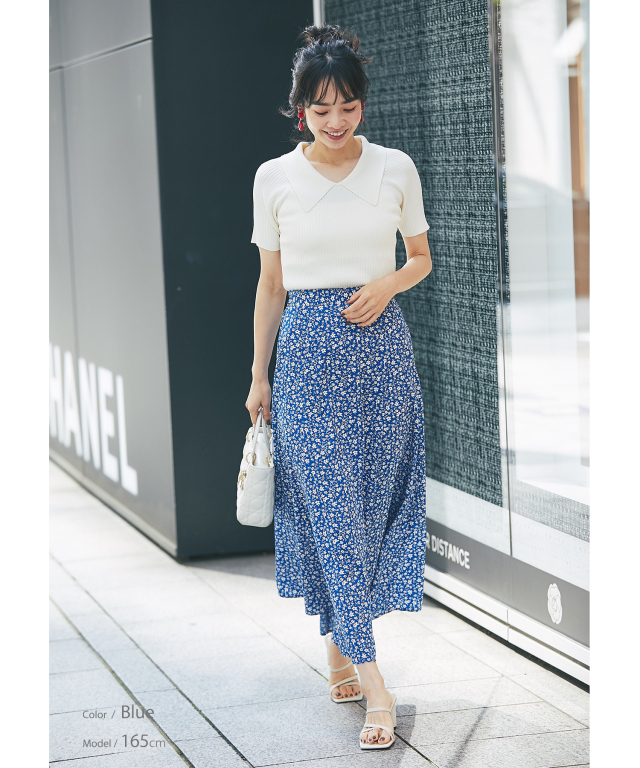 ジョーゼット花柄プリントマキシフレアスカート※一部店舗のみ入荷