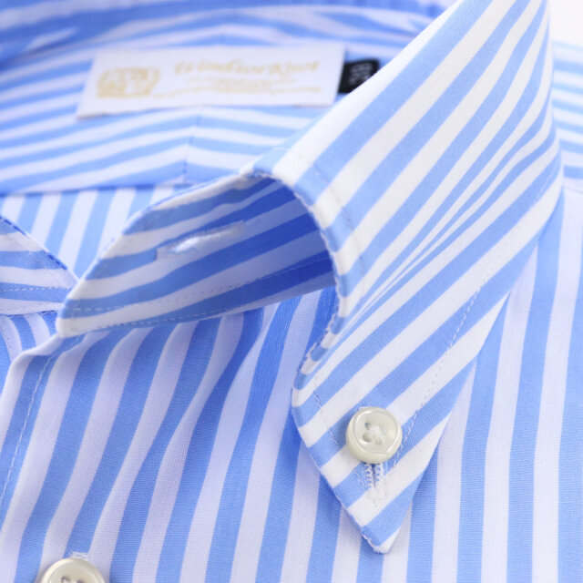 ドレスシャツ ワイシャツ ボタンダウン ブルー ロンドンストライプ