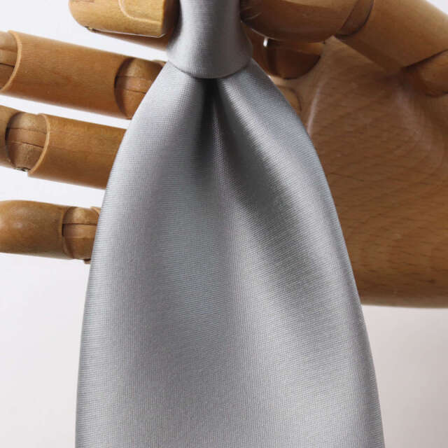 ネクタイ ウィンザーノット フォーマルタイ サテン無地 シルバーグレー