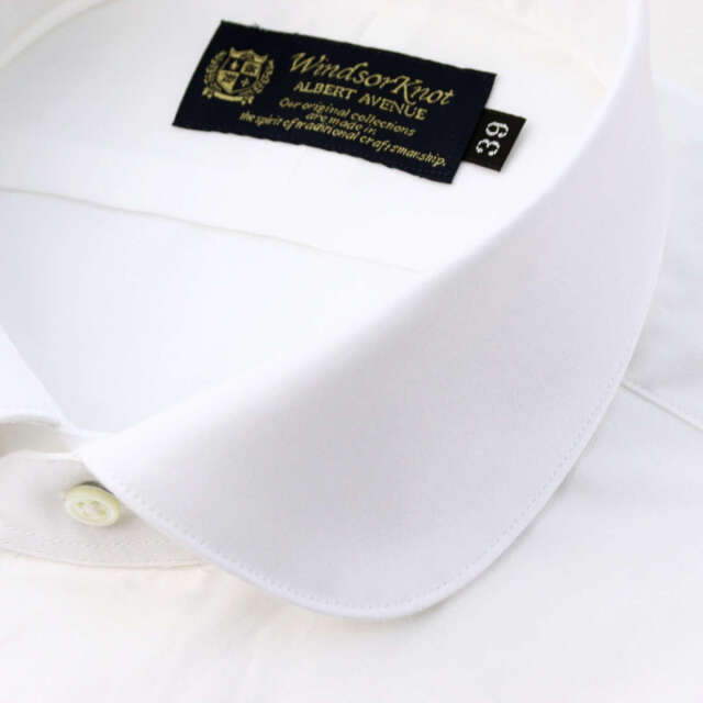 ドレスシャツ メンズ 白シャツ ダブルカフス ブロードシャツ ラウンド