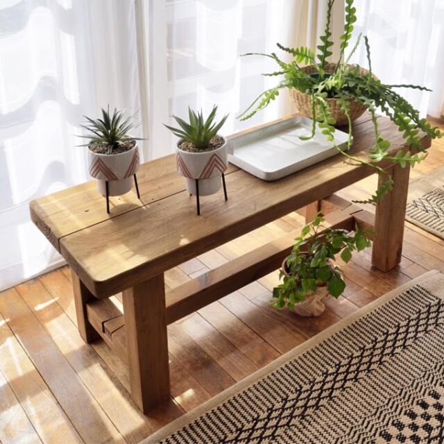 古材リメイクのベンチ 幅110cm｜北欧家具アンバーデザイン