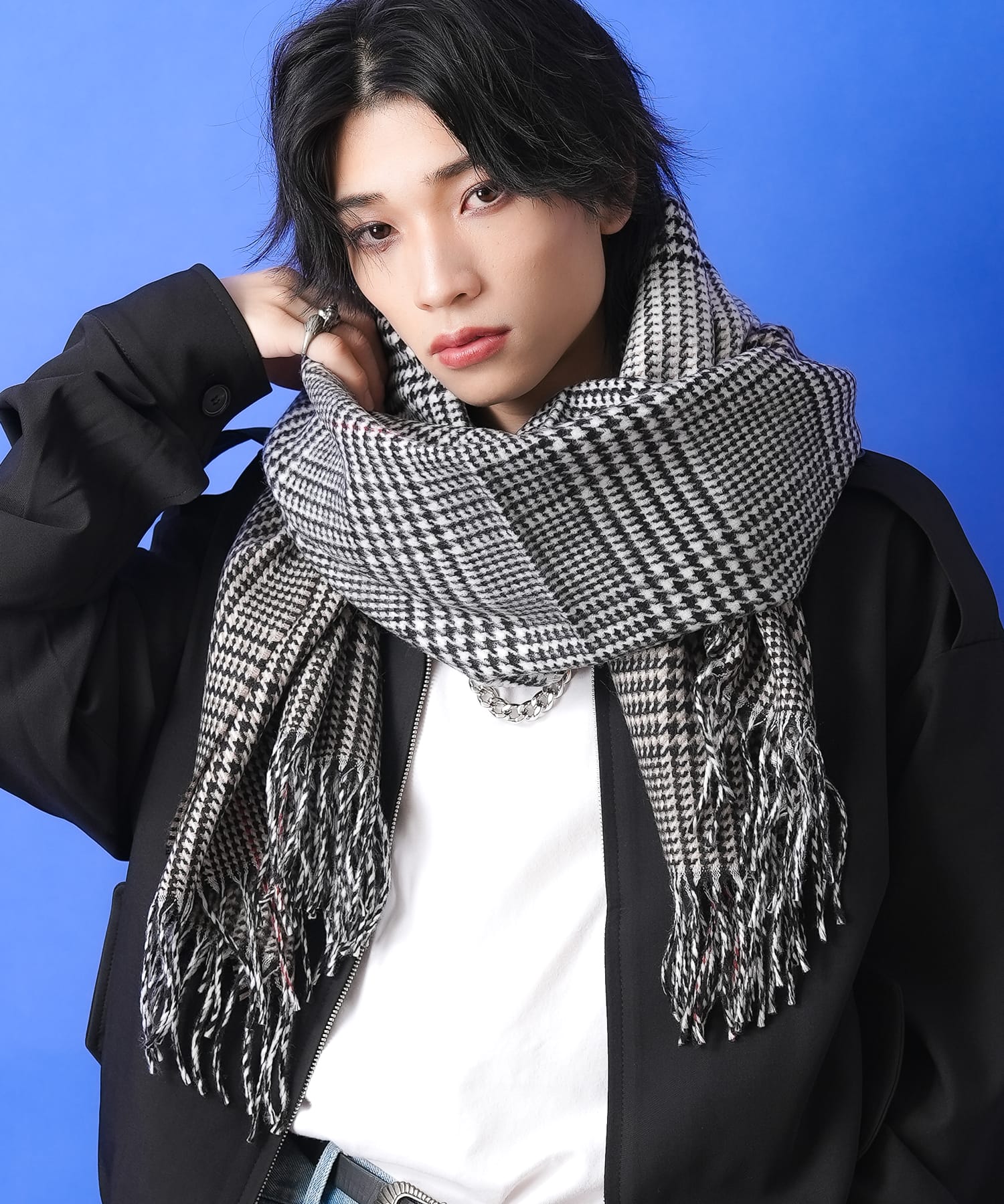 グレンチェック大判マフラー / メンズ レディース ユニセックス ビッグ