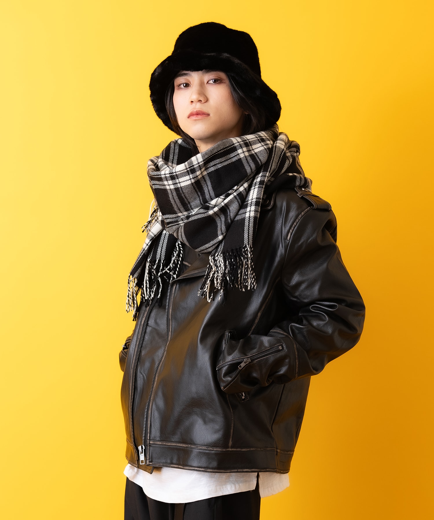 バリエーション大判ファー混マフラー(78cm×200cm) / ユニセックス