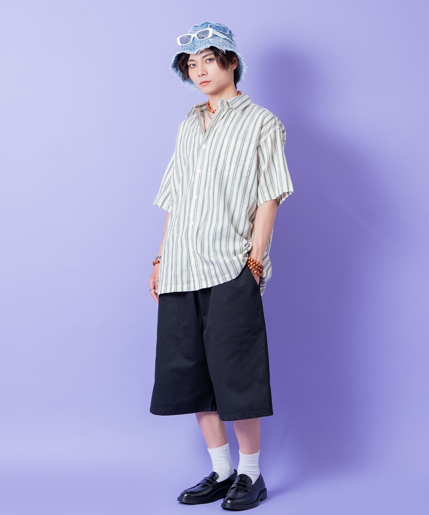 クラッシュフリンジランダムパッチワークデニムハット / メンズ