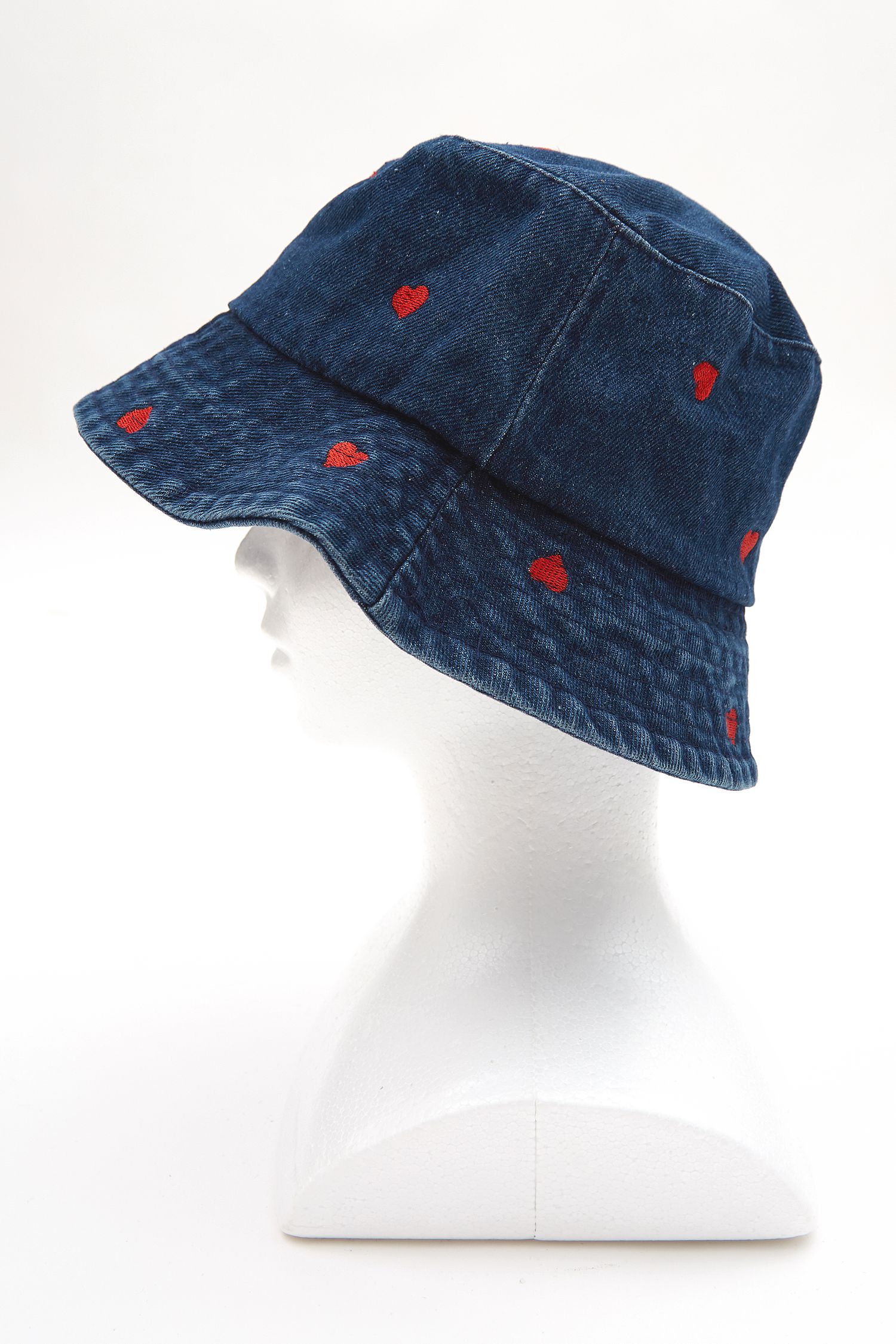 ハート刺繍デニムハット / バケットハット バケハ 柄 メンズ