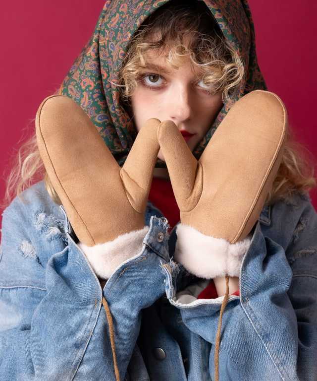 スウェードムートンミトン / 手袋 グローブ ボンディングファー