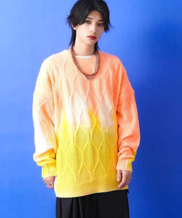 グラデーションケーブルニットセーター / メンズ レディース ユニ