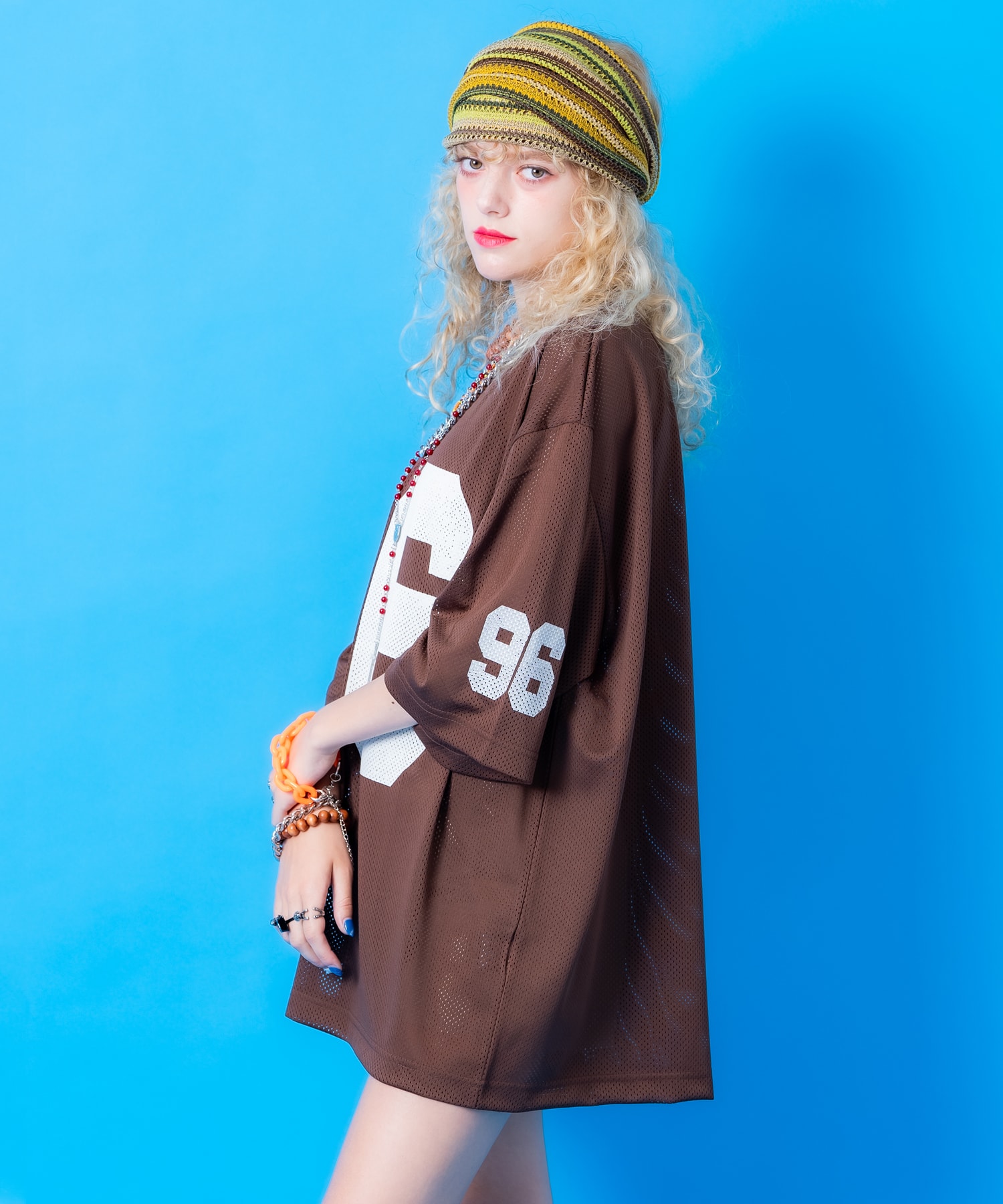 ナンバリングプリントオーバーサイズメッシュゲームシャツ / 半袖