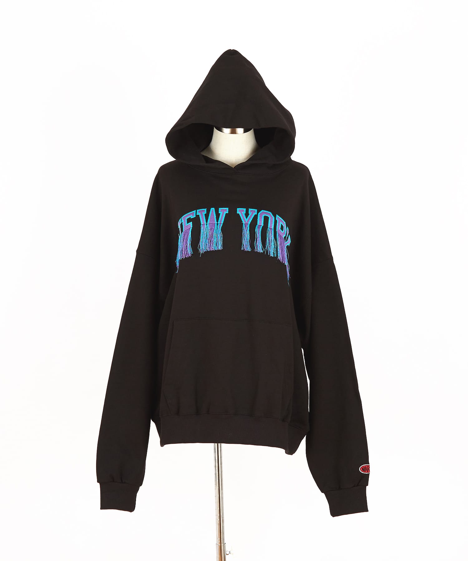 ニューヨークフリンジミックス刺繍ロゴスウェットプルオーバーパーカー