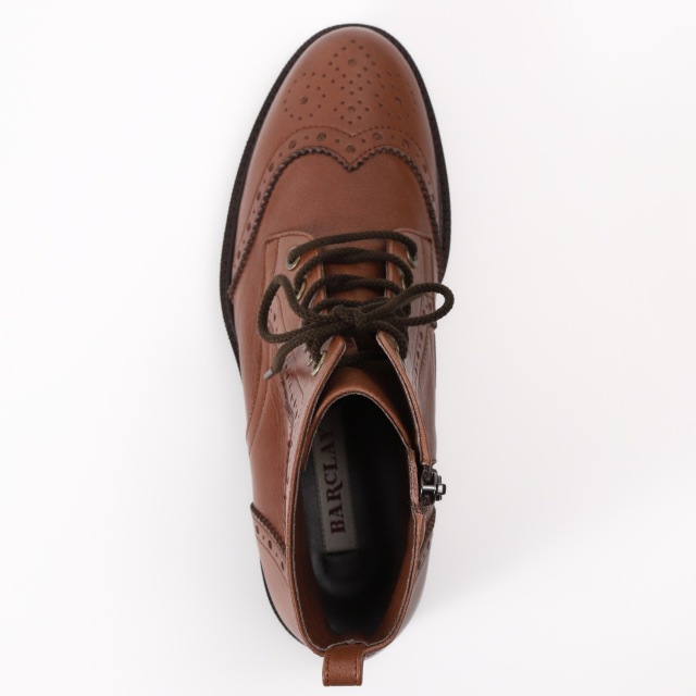 BARCLAY ファスナー付レースアップブーツ キャメル｜BARCLAY