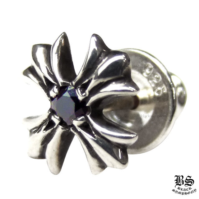 クロムハーツCHプラススタッドwithブラックダイヤモンド（ピアス