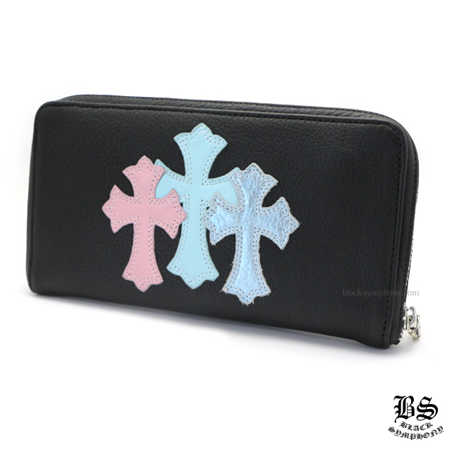 クロムハーツRECFジップ#2レザー ブルー＆ピンク 3セメタリークロス