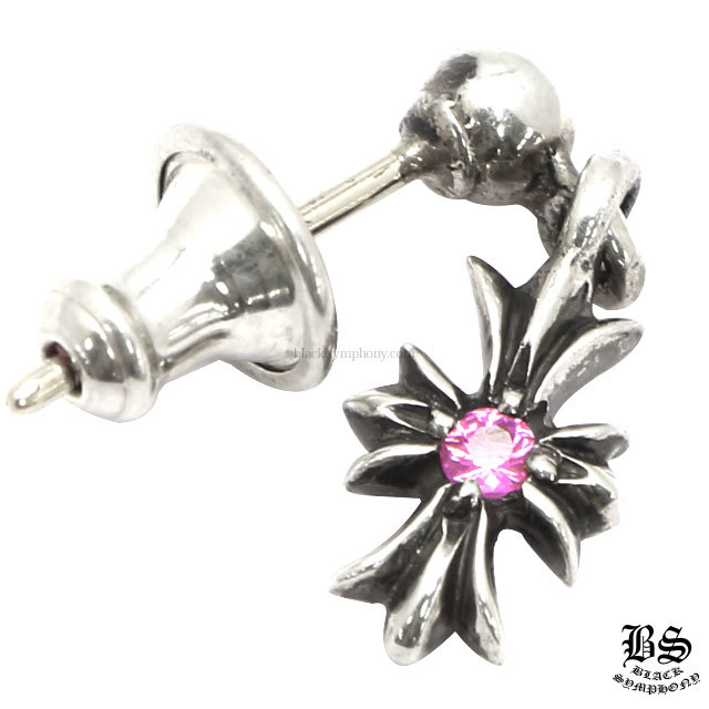 クロムハーツタイニーECHプラスドロップイヤリングwithピンク