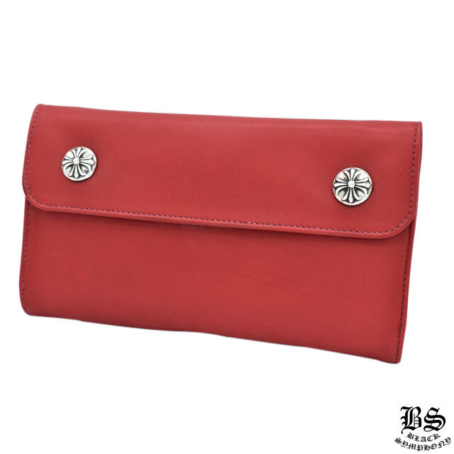 クロムハーツウェーブウォレットクロスボタンレッド|クロムハーツ通販