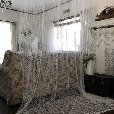 C1016 フランスアンティークレースカーテン ハンドワークコットン