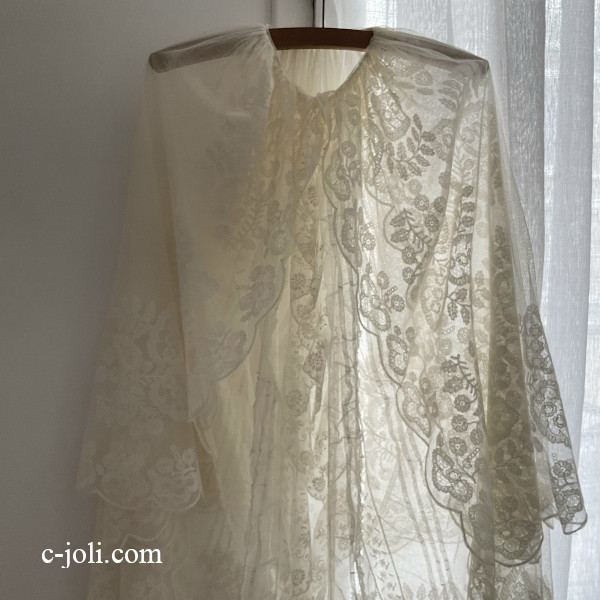 パリ発送】E1207 フランスアンティークベビーレースケープ/セレモニー