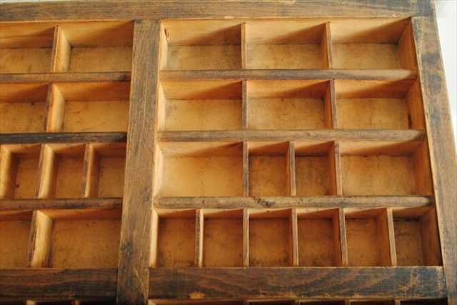 ドイツ買い付け 古い木製プリンタートレー ウッドシェルフ ウォール