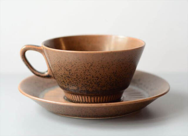 デンマーク製 KNABSTRUP Noddebo ブラウン カップ&ソーサー ナブ