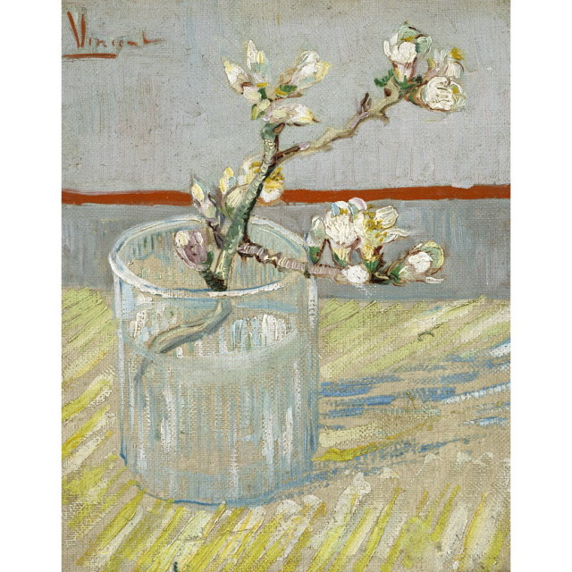 オーダー油絵 】ゴッホ グラスに入れた花咲くアーモンドの枝 【選べる