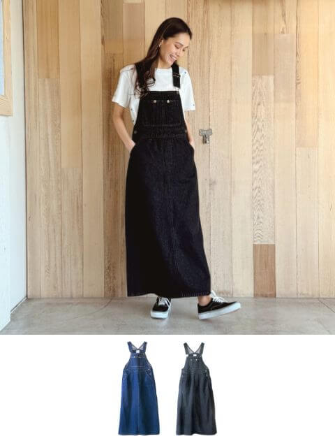 WOMEN】サロペットロングスカート