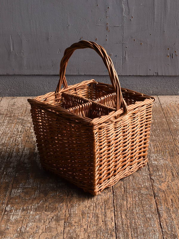 イギリス アンティーク バスケット 籐かご ガーデニング 12487