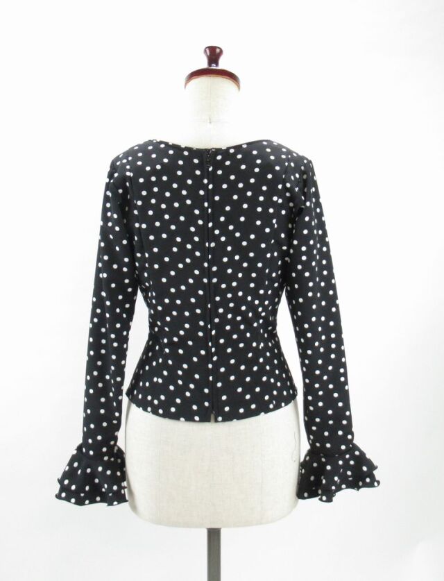 フラメンコ衣装 ブラウス 黒 水玉