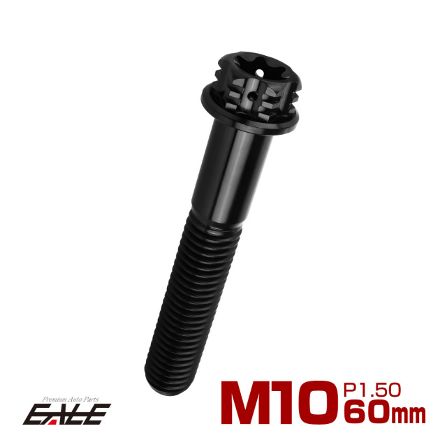 64チタン M10×60mm P1.5 フランジ付き六角ボルト トルクス穴 デザイン