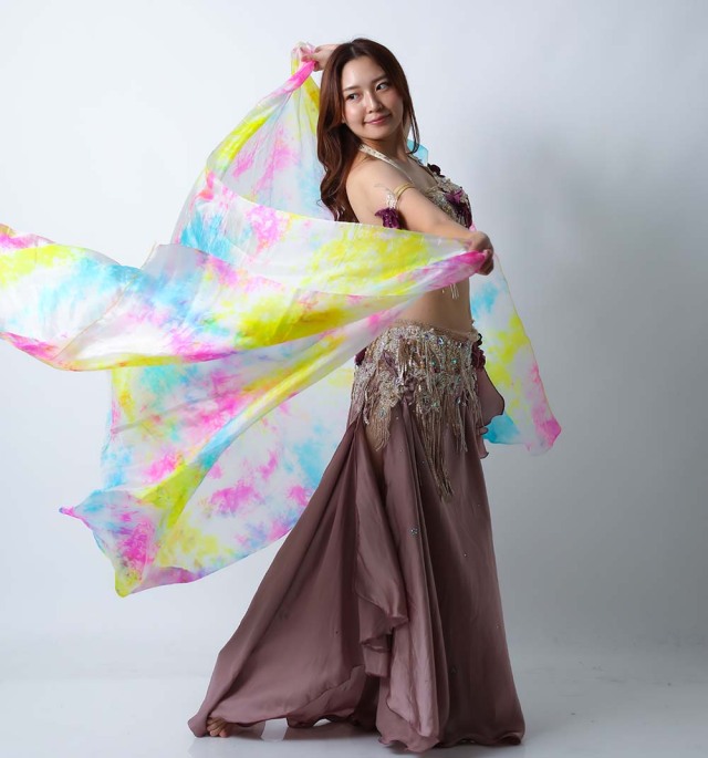 ベリーダンス高級シルクベール R26-19サイズ240cm*112cm(タイダイ